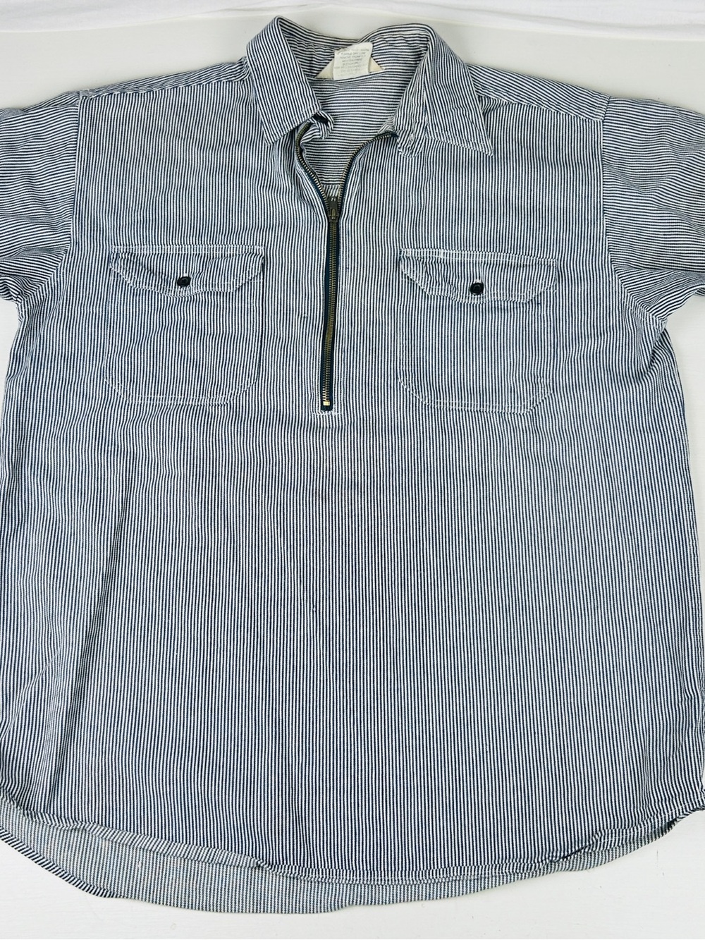 Key Vintage Workwear Hickory Stripe Short Sleeve Shirt Size Large R Railroad